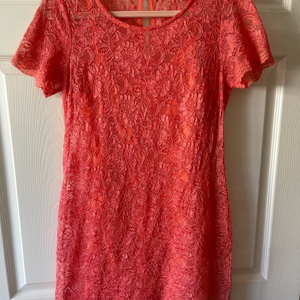 Forever 21 Pink Sheath Mini Dress Crew Neck